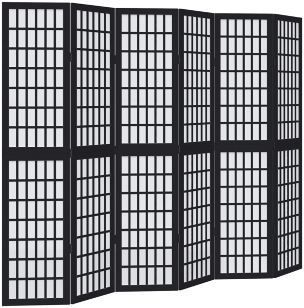 vidaXL 6-tlg. Paravent Schwarz Massivholz Paulownia 358778 Bild 1