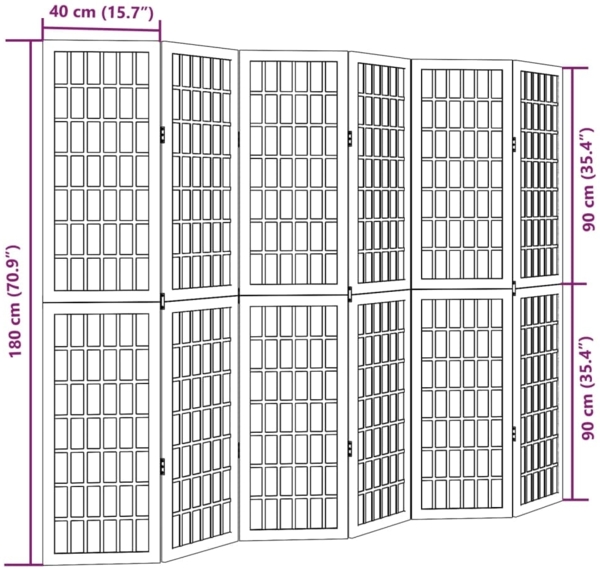 vidaXL 6-tlg. Paravent Schwarz Massivholz Paulownia 358778 Bild 7