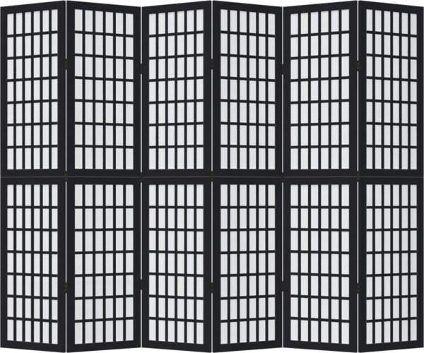 vidaXL 6-tlg. Paravent Schwarz Massivholz Paulownia 358778 Bild 3