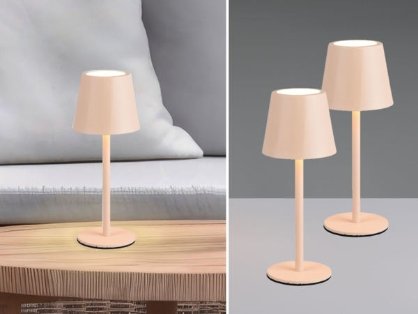 2er SET Akku LED Tischlampen kabellos für Innen & Außen, Beige - 21cm klein