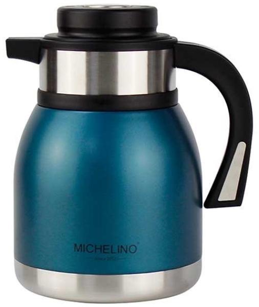 Michelino 2.0L Thermoskanne Doppelwandig Getränkespender Isolierkanne Kanne Kaffee Tee Teekanne Petrol