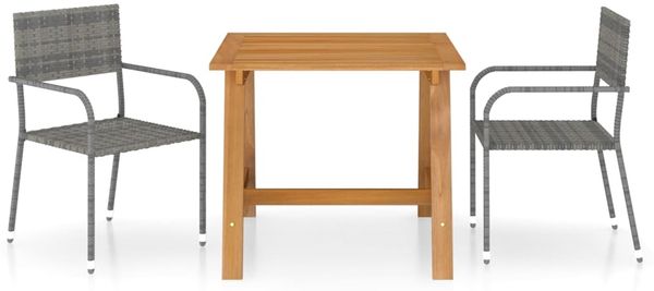 vidaXL 3-tlg. Garten-Essgruppe Grau 3068721