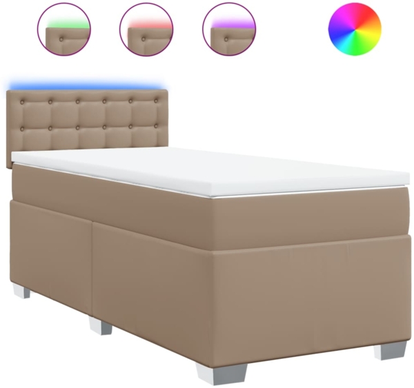 vidaXL Boxspringbett mit Matratze Cappuccino-Braun 90x190cm Kunstleder 3288403