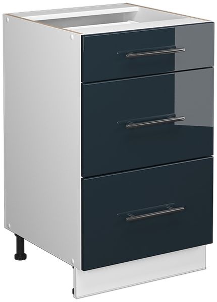 Küchenunterschrank Fame-Line Dunkelblau Hochglanz 50 cm ohne Arbeitsplatte Vicco