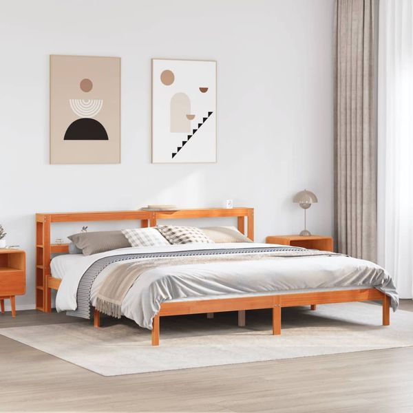 vidaXL Bettgestell mit Kopfteil ohne Matratze Wachsbraun 200x200 cm 3305744