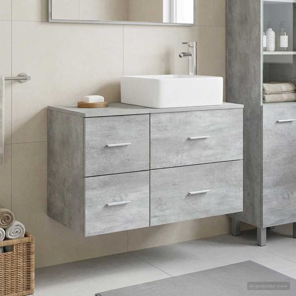 vidaXL Badezimmermöbel-Set 2 pcs Betongrau Holzwerkstoff 3403963