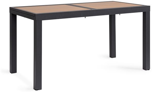 Gartenesstisch Ajilda Aluminium in Holzoptik, modern skandinavisch, ausziehbar, anthrazit