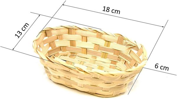Lashuma Aufbewahrungskorb beige (Set, 3 St, 3er Set), Kleine Bambuskörbchen oval, Füllkörbe 18x13 cm