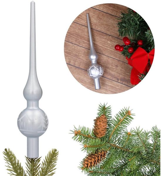 Sarcia. eu Christbaumspitze Silberne Christbaumspitze, kleine Spitze für Weihnachtsbaum, 20 cm