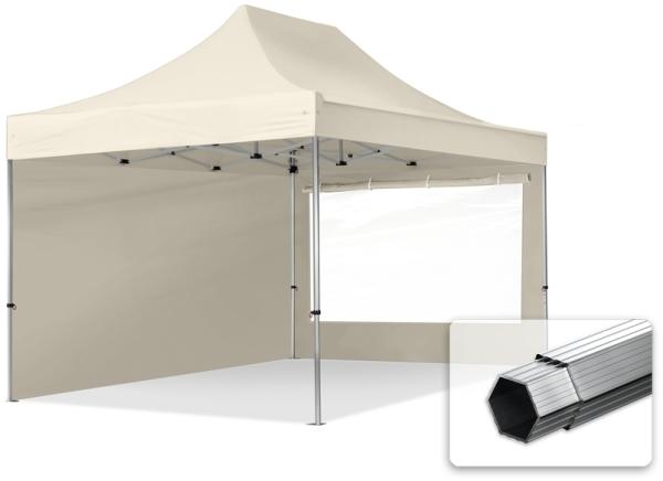 3x4,5 m Faltpavillon PROFESSIONAL Alu 40mm, Seitenteile mit Panoramafenstern, creme