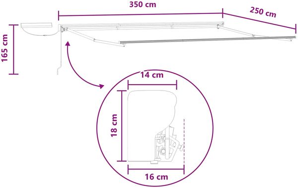 vidaXL Elektrische ausziehbare Markise Hellgrau und Weiß 3,5 x 2,5 m 3426021 Bild 9