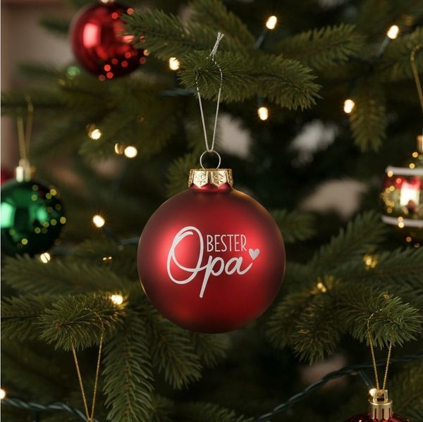 Herz & Heim Weihnachtsbaumkugel mit Gravur - Christbaumkugel als Geschenk für Mama, Papa, Oma, Opa, Auswahl Farbe, Motiv & Größe