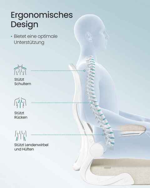 SONGMICS Bürostuhl ergonomisch, Drehstuhl mit Netzgewebe, Schreibtischstuhl mit Lendenstütze, Wippfunktion, klappbare Armlehnen, für Arbeitszimmer, Schlafzimmer, cappuccinobeige-wolkenweiß Bild 4