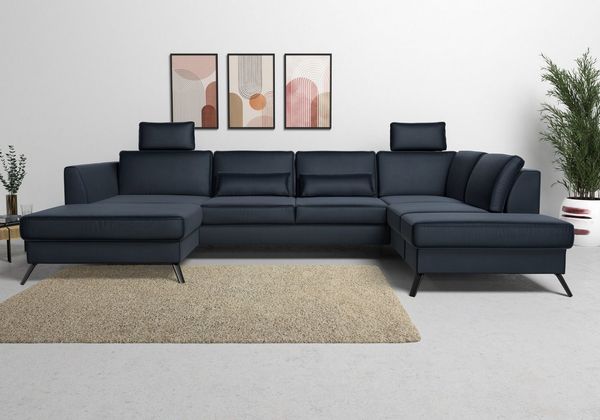 sit&more Wohnlandschaft Olsen U-Form, inklusive Sitztiefenverstellung, wahlweise mit Bettfunktion, 15cm hoch