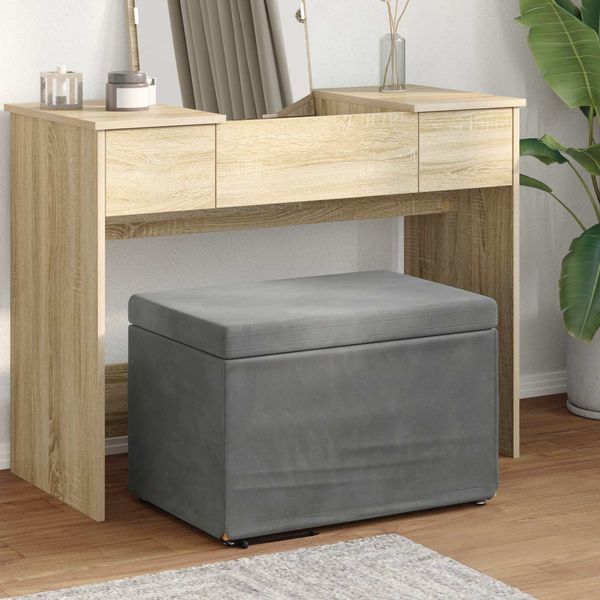 vidaXL Hocker Dunkelgrau 61 x 41 x 40 cm Samt und Engineering Holz 876766
