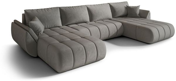 Kaiser Möbel Ecksofa TOKYO U PREMIUM im Veloursstoff Monolith,Schlaffunktion und Bettkasten, Ecksofa U-Form, U-Form,Wasserabweisender Veloursstoff Monolith