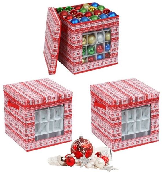 Relaxdays Weihnachtskugel Aufbewahrungsbox 3er Set