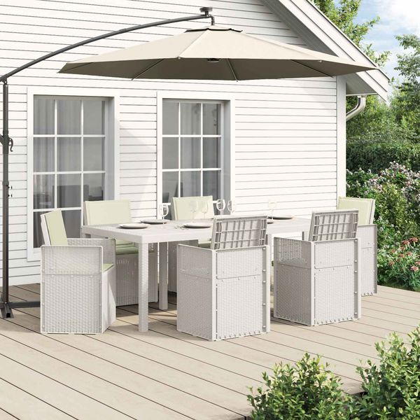 vidaXL Garten Essgruppe mit Kissen 7 pcs Weiß und Creme PP 3430079