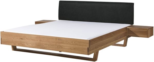 Bett mit Nachttischen Eiche 160x200x85 natur geölt, Kopfteil anthrazit FICHTELBERG #34