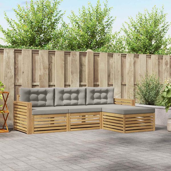vidaXL Outdoor-Sofagarnitur 4 pcs Weiß und Hellgrau 3390291
