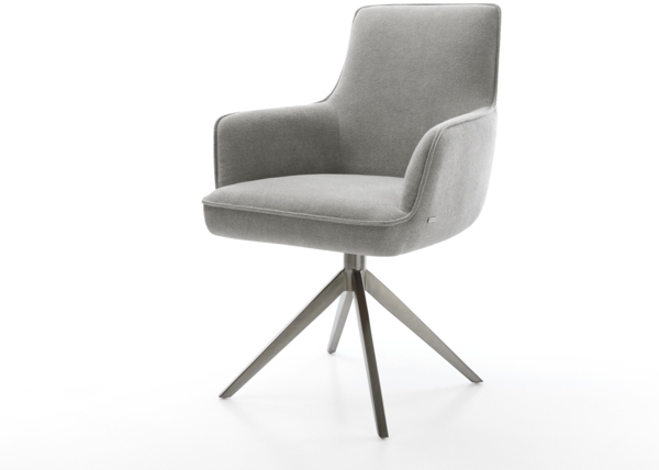 Drehstuhl Heira-Flex mit Armlehnen Strukturstoff Soft Grau Kreuzgestell breit Graphit 360° drehbar Wippfunktion Taschenfederkern