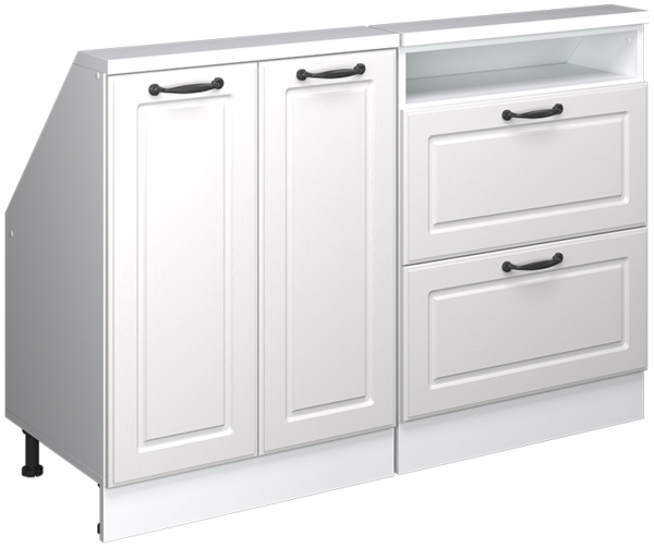 Küchenschrank für Dachschrägen R-Line Weiß Landhaus 120 cm 2er Set Vicco