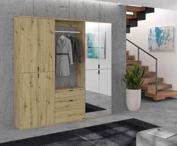 Garderobe mit Spiegel Line-Up in Eiche 183 x 193 cm Bild 2
