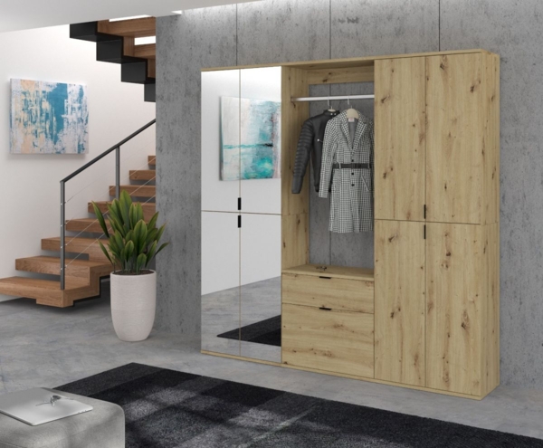 Garderobe mit Spiegel Line-Up in Eiche 183 x 193 cm Bild 5