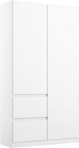Kleiderschrank Drehtürenschrank Nidda | 2-türig | mit Schubkästen | Alpinweiß