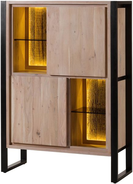 Highboard Akazie / Altholz 100x40x140 natur lackiert DENVER #101