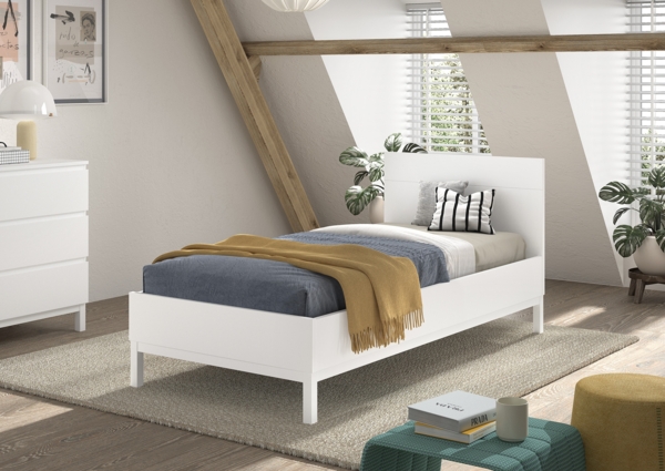 Einzelbett Eva 90 x 200 cm Kiefer MDF Weiß