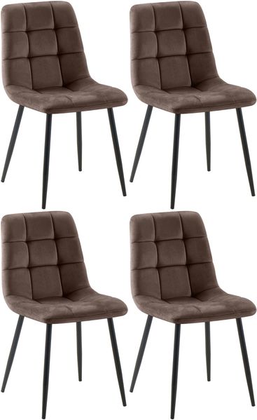 4er Set Esszimmerstuhl FIGAD - Samt Braun 45x55x84 cm | Essstühle Esszimmerstühle Küchenstühle Wohnzimmerstühle