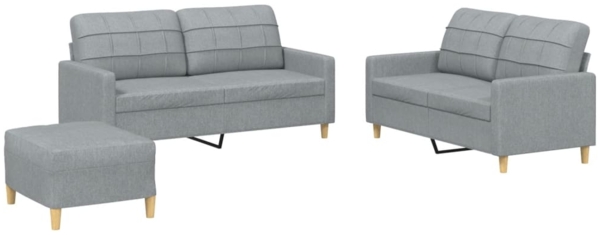 vidaXL 3-tlg. Sofagarnitur mit Kissen Hellgrau Stoff 3201282