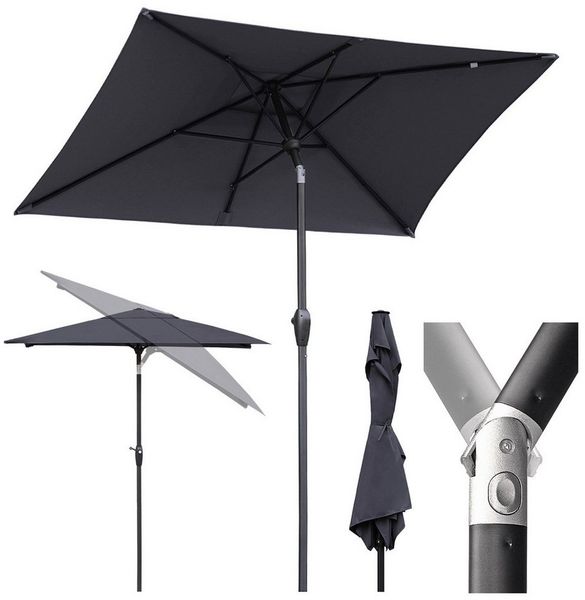 Sekey Sonnenschirm Rechteckige Sonnenschirme Kippbar mit Kurbel Gartenschirm groß, Sonnenschutz UV50+, Gartenschirm Knickbar, für Garten, Terrasse