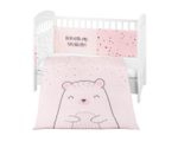 Kikkaboo Babybettwäscheset Bär 3tlg Decke 135 x 95 cm Nestchen 180 x 35 cm Bezug rosa