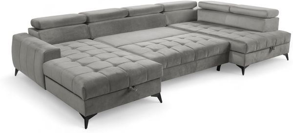 AX LIVING Grau Eckcouch mit Schlaffunktion Arkucio U 345cm modernes L Bild 6