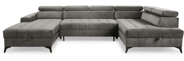 AX LIVING Grau Eckcouch mit Schlaffunktion Arkucio U 345cm modernes L Bild 2