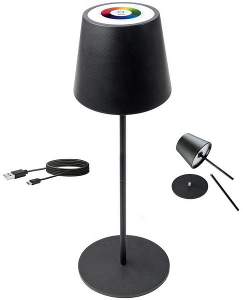 Schwaiger LED Tischleuchte 658712, Anpassung der Größe durch zerlegbares Standrohr, LED, warmweiß, RGB, IP44