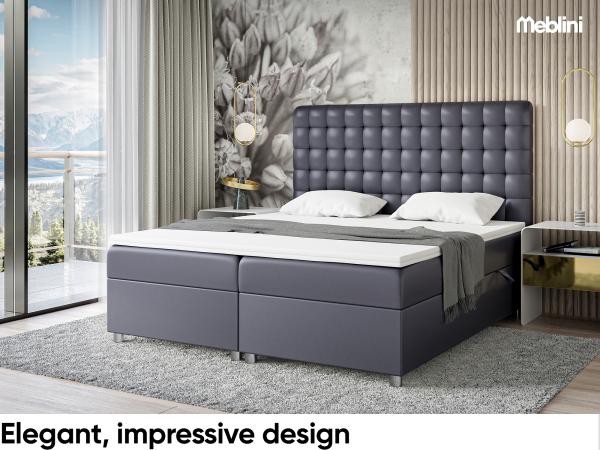 MEBLINI Boxspringbett ASTON 180x200 cm mit Bettkasten - H3/Dunkelgrau Kunstleder Polsterbett - Doppelbett mit Topper & Taschenfederkern-Matratze Bild 2