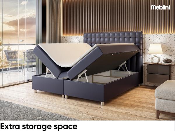 MEBLINI Boxspringbett ASTON 180x200 cm mit Bettkasten - H3/Dunkelgrau Kunstleder Polsterbett - Doppelbett mit Topper & Taschenfederkern-Matratze Bild 5