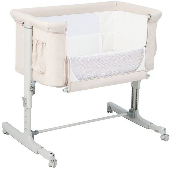 COSTWAY Beistellbett 3 in 1 Reisebett, 5-stufig höhenverstellbar,Matratze