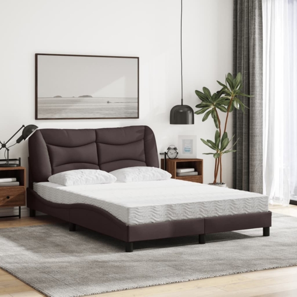 vidaXL Bett mit Matratze "Hvar" Dunkelbraun 140x190 cm Stoff 3208530 Bild 2