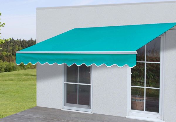 Alu-Markise HWC-E49, Gelenkarmmarkise Sonnenschutz 2,5x2m ~ Polyester Türkis