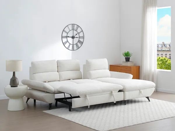 Vente-unique - LIORI Sofa Stoff Beige - B 196 cm x H 100 cm x L 282 cm