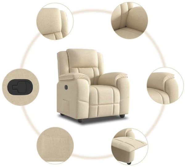 vidaXL Relaxsessel Creme Stoff 4015708 Bild 7