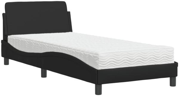 vidaXL Bett mit Matratze "Dover" Schwarz 90x200 cm Kunstleder 3208337