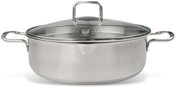 Chefkoch trifft Fackelmann Servierpfanne Edelstahl Servierpfanne, Bratpfanne, Kochgeschirr, Topf mit Deckel