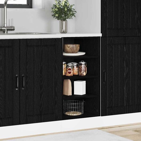 Küchenunterschrank, Buffetschrank Schwarz Eichen-Optik 40x44,5x81,5 cm