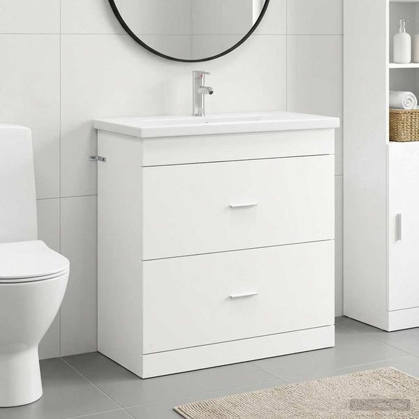 vidaXL Badezimmermöbel-Set Weiß 81 x 40 x 84,5 cm Holzwerkstoff 3404374