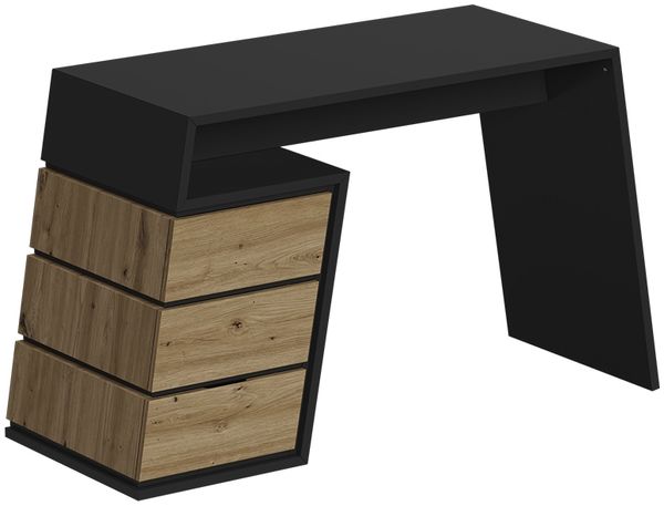 Schreibtisch Okaro Anthrazit/Eiche 105 x 50 cm mit 3 Schubladen Vicco